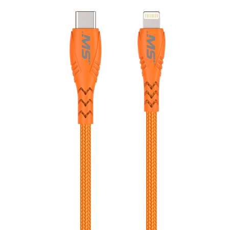 MOBILESPEC 7ft. Lightning to USB-C Hi-Vis Charge and Sync Cables, Orange MB06824